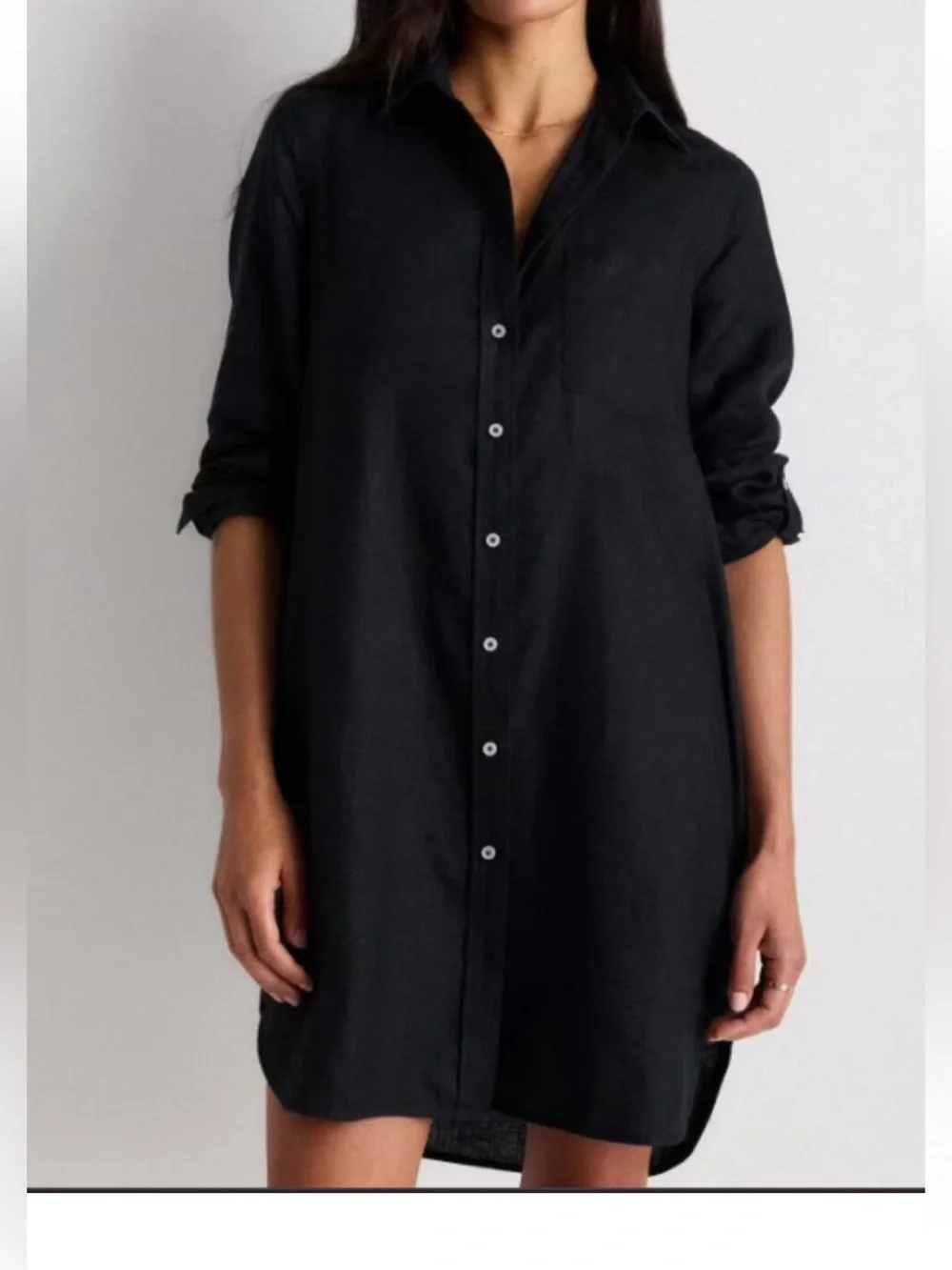 Quince 100% European Linen Shirt Dress Black S NWT